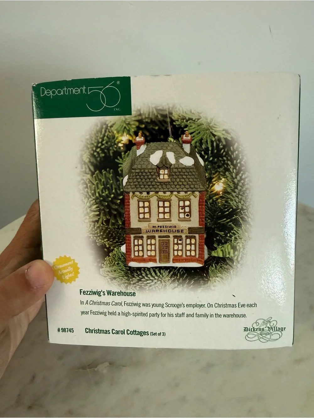 Dept 56 Fezziwig's Warehouse Lighted Ornament Christmas Carol Cottages 98745